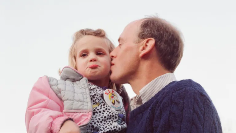 was i a tradwife in the 1980s. father-kisses-daughter