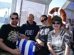 PHOTO FOUR. A tender took us to the island of Santorini.
