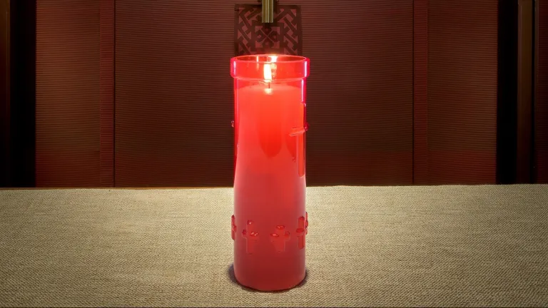 red-mary-janes-at-the-easter-vigil memorial-candle-on-the-altar