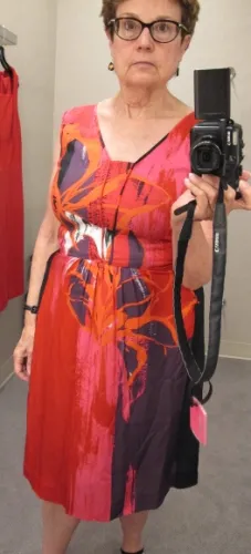 looking for a dress for niece's wedding. nordstrom. Classiques entier red print dress on sale for $160.80. Photo by Barbara Newhall