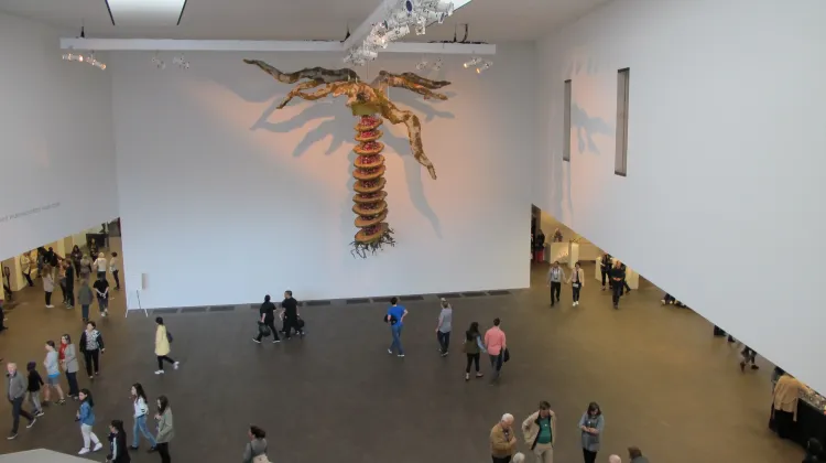 "Totem," by Sharpstick Studo, Oakland, CA. In the DeYoung Museum's Wilsey Court for the Bouquets to Art 2017 exhibition. Photo by Barbara Newhall