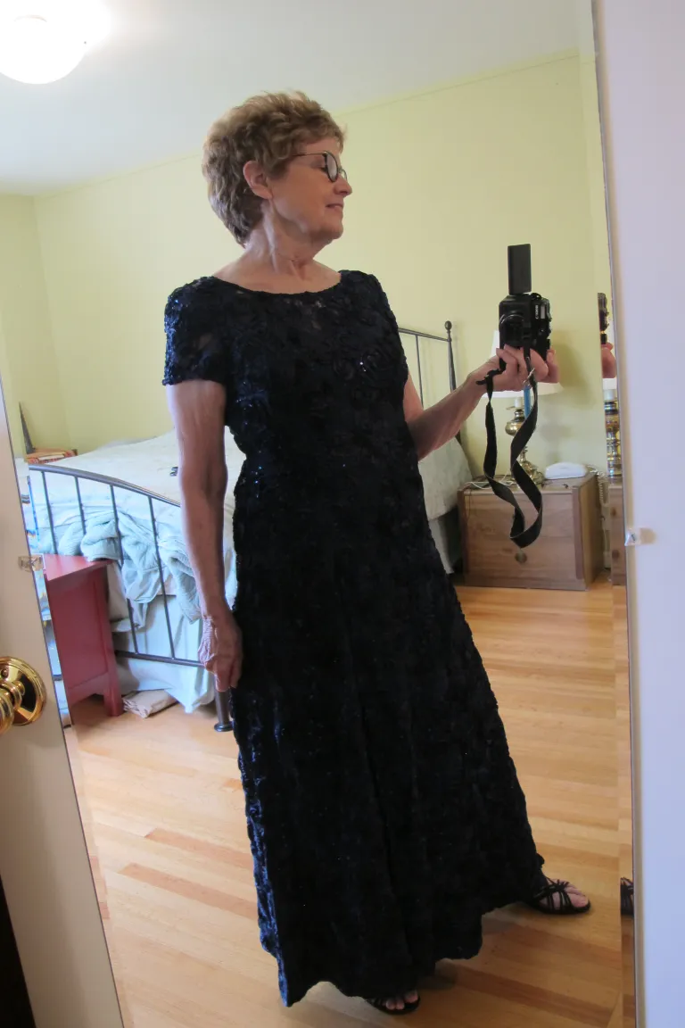 mother-of-the-bride dress. alex evenings from the front Photo by Barbara NewhallNewhall