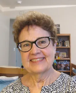 Author Barbara Falconer Newhall wearing glasses -- as she has for most of her life. Photo by Barbara Newhall