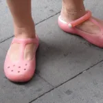 jelly-shoes-shanghai pink mary jane jelly shoes on a girl's feet in shanghai. photo by bf newhall