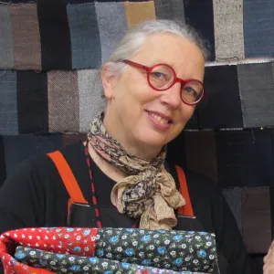 Sue Mary Fox in her Berkeley, California, quilting studio. Barbara Newhall photo