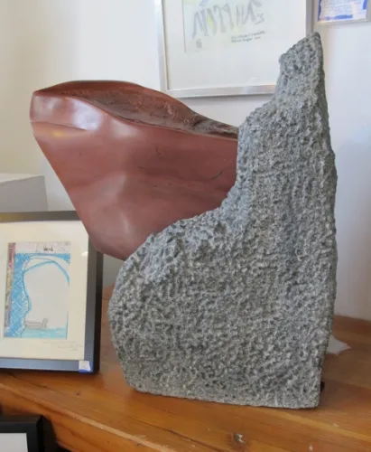 Abstract sculpture "Passage III," by Patricia Bengtson-Jonesis is built of Minnesota pipestone and Utah grey stelite. Photo by BF Newhall