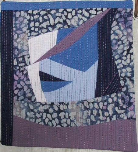 At the East Bay Heritage Quilters show ROXANNE SCHWARTZ presented her quilt "Charleston Rain." which evokes the June 17 , 2015, massacre in Charleston, SC. Photo by Barbara Newhall