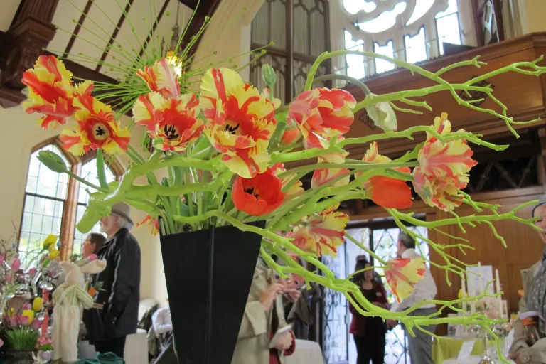 11th Annual Tower Chapel Tulip Exhibition, Mouintain View Cemetery, Oakland, CA PIEDMONT GARDEN CLUB, AGNES KANG's design, "TULIPS GALORE" photo by barbara newhall