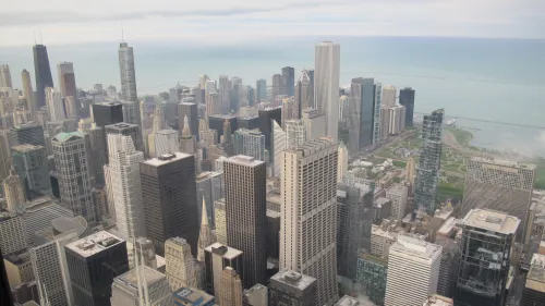 Looking northeast over Lake Michigan and Chicago from Willis Tower. Photo by Barbara Newhall