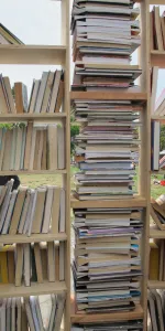 The Bay Area Book Festival was held June 4 & 5, 2016 in the streets and indoor venues of downtown Berkeley, California. The Lacuna sculpture garden and book giveaway. Photo by Barbara Newhall