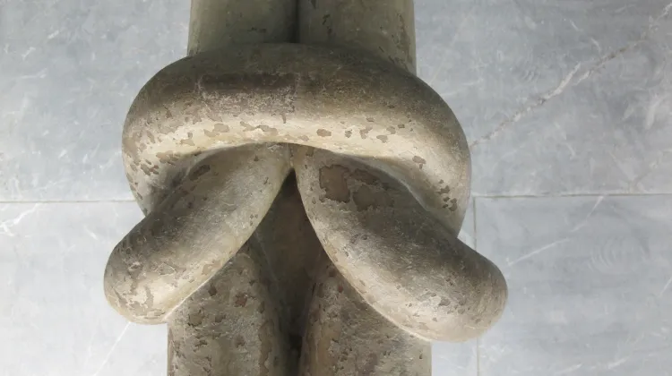Among the missing blog posts: A dream about wrestling. Detail of a column in the Wurzburg Cathedral, shaped in a knot. Photo by Barbara Newhall