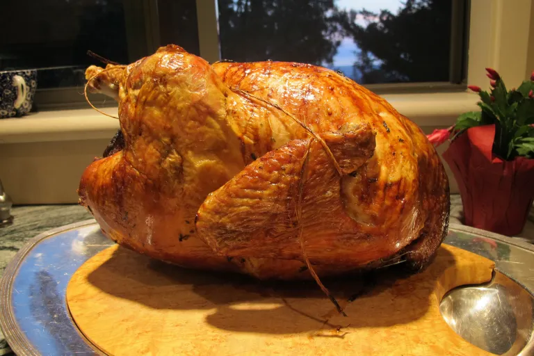 A turkey roasted brown and ready to be carved. Photo by Barbara Newhall
