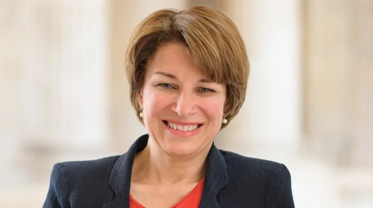 Senator-Amy-Klobuchar -- before quarantine hair took over. Is fluffy the new black?