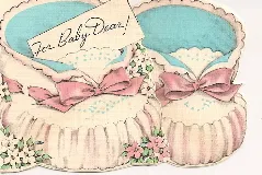 A card welcoming the dear baby me to the family. C 2009 B.F. Newhall