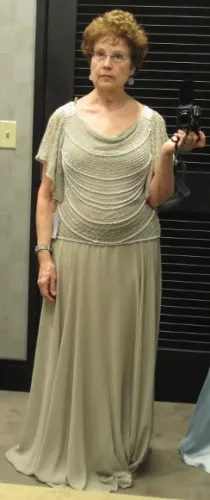 mother-of-the-groom-gown-with-pearl-bodice A beige chiffon mother of the groom gown with pearl bodice at nordstrom. Photo by BF Newhall
