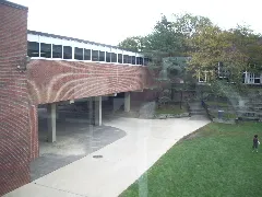 On the right -- an addition to the front of the building.