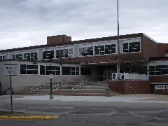 The entrance to Birmingham High School, now Seaholm, looks pretty much as it always has. Photo by BF Newhall