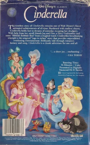 disney cinderella vhs back cover