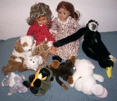 dolls and stuffed animals, Snoopy and American Girl doll. Photo by BF Newhall