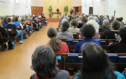 anne-lamott's-fans-filled-montclair-presbyterian-church the pews of montclair presbyterian church were full for anne lamott's book reading. Photo by BF Newhall
