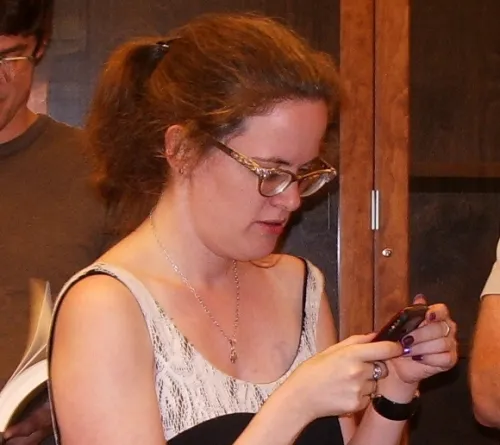 lauren-winner-7-2009-teaches-at-the-glen Author Lauren Winnerchecks her cell phone at The Glen in Santa Fe in 2009. Photo by BF Newhall