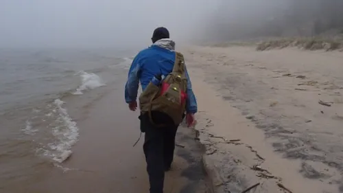 loreen niewenhuis hiking between Muskegeon & Ludington, MI. Niewenhuis photo