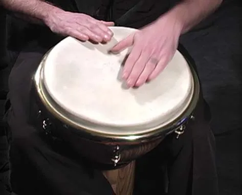 Drum circle drummer for mens movement. photo by Joe Perez
