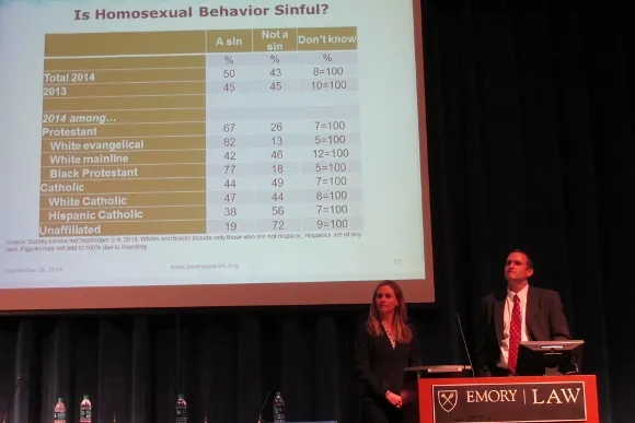 Staffers at Pew Research Center presented finding of ther9-22-2014 poll on religion and politics at the annual Religion Newswriters Association conference.