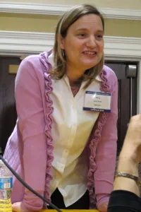 jana-riess-by-newhall Author Jana Riess after a panel discussion at the Religion Newwswriters conference, 2012. Photo by BF Newhall